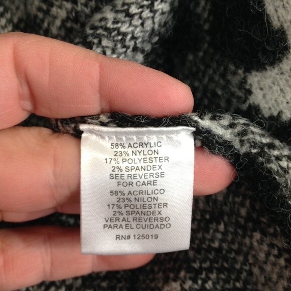 JOSEPH A Woman Size 1X Black White Drape Collar open Cardigan Animal Geometric - Picture 7 of 10